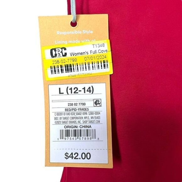 NEW Kona Sol Full Coverage Tummy Control Cap Sleeve U-Wire One Piece Swimsuit L - Picture 4 of 5